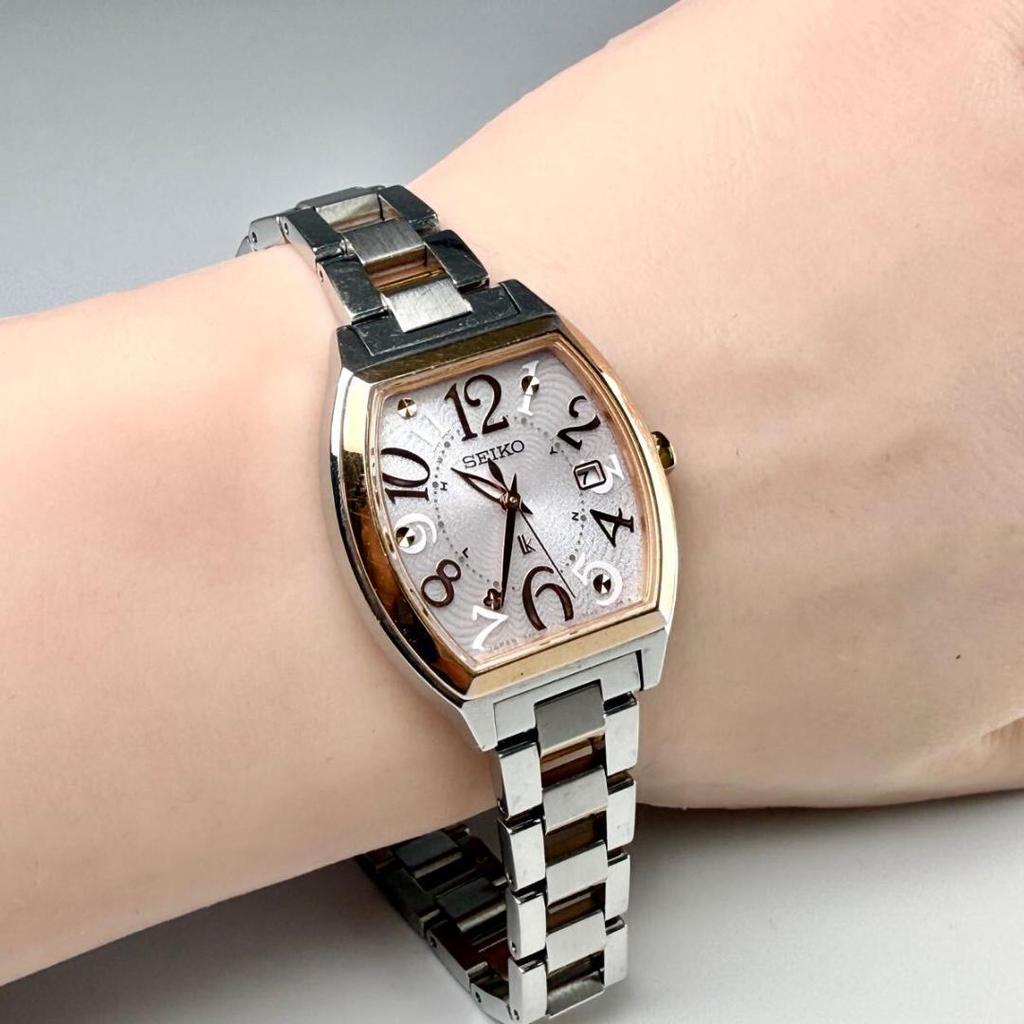 [USED] Seiko Lukia Watch, Radio-Controlled Solar, Date Display, Two-Tone, Pink Dial