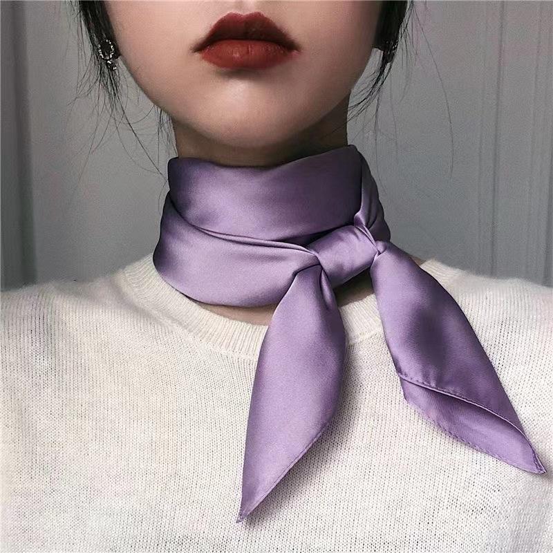 Jednokolorowa jedwabna chusta kwadratowa chusta imitacja jedwabiu chusta letnia urocza Yiwu mała kwadratowa chusta