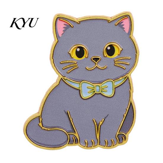 Backpack Pin Enamel Bow Tie Cat Brooch, Cartoon Kitten Metal Badge Lapel Pin, Hats Bags Scarves Clothes Decorative Accessory Brooch