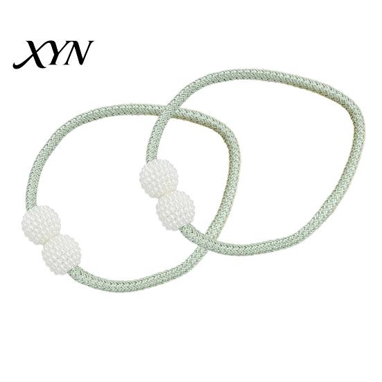 Quick Curtain Holders 1 Pair Faux Pearl Tiebacks, Elegant Beaded Holdbacks, Secure Fasteners Woven Rope Decorative Drapery for Living Room Bedroom