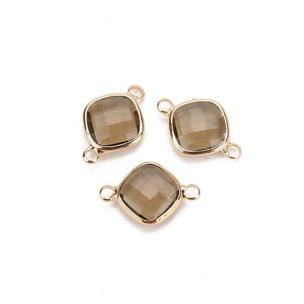 5pcs 11mm White Double Hole Glass Charms Pendants Connector for Chain Bracelets Necklace Women DIY Jewelry Making Findings