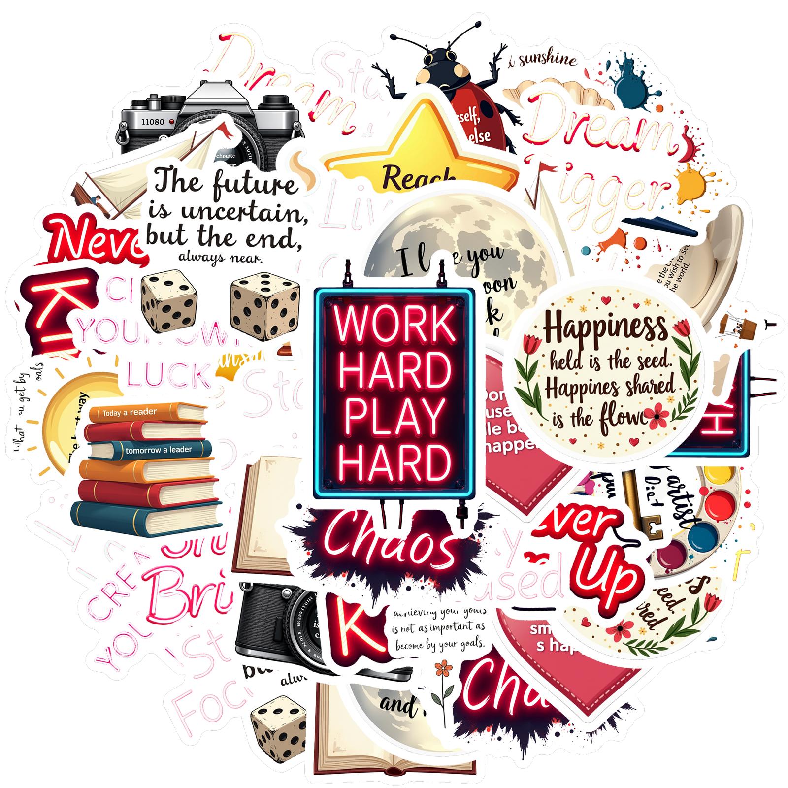 

35pcs Inspirational Quotes Stickers Daily Phrases Graffiti Decorative Stickers Diy Scrapbook Fridge Laptop Phone Decals