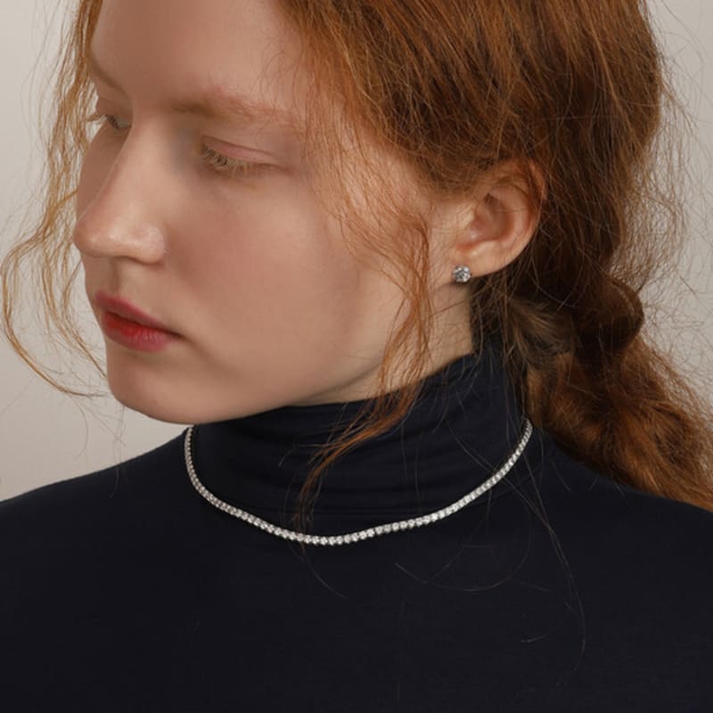 ozel [Custom Made] Silver925 2.5mm 3.0mm Moissanite Tennis Necklace PS098,99N