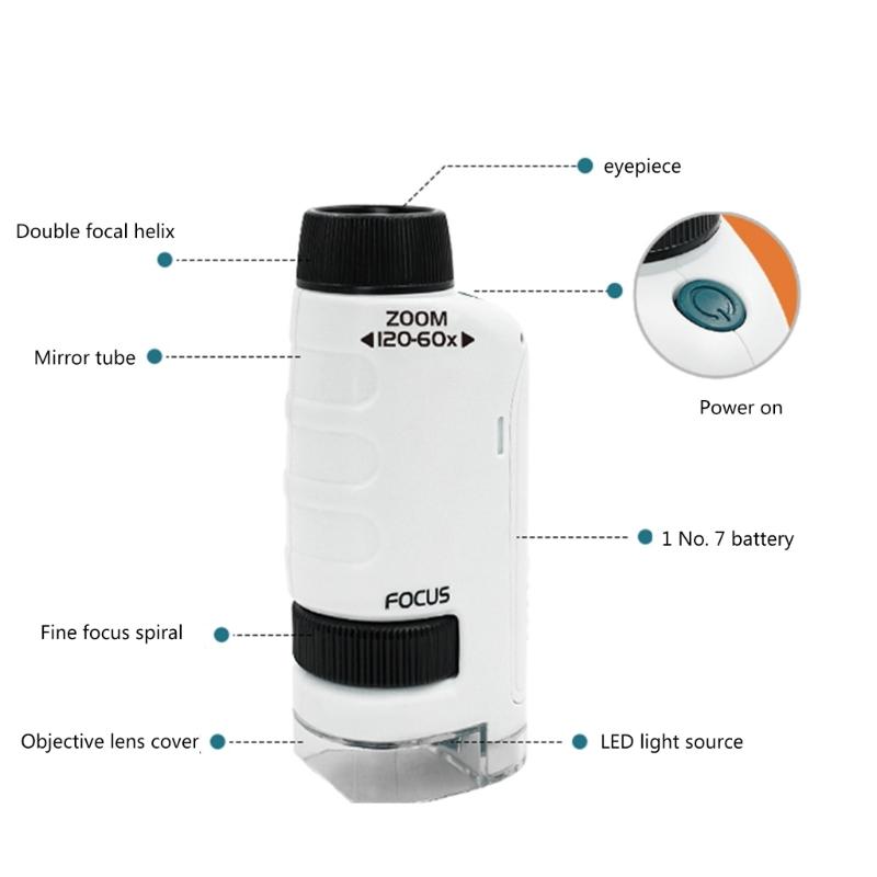 Mini Microscope Toy with LED Light 200X 600X 1200X Magnification Suitable for Kids Student Adults Science Exploration