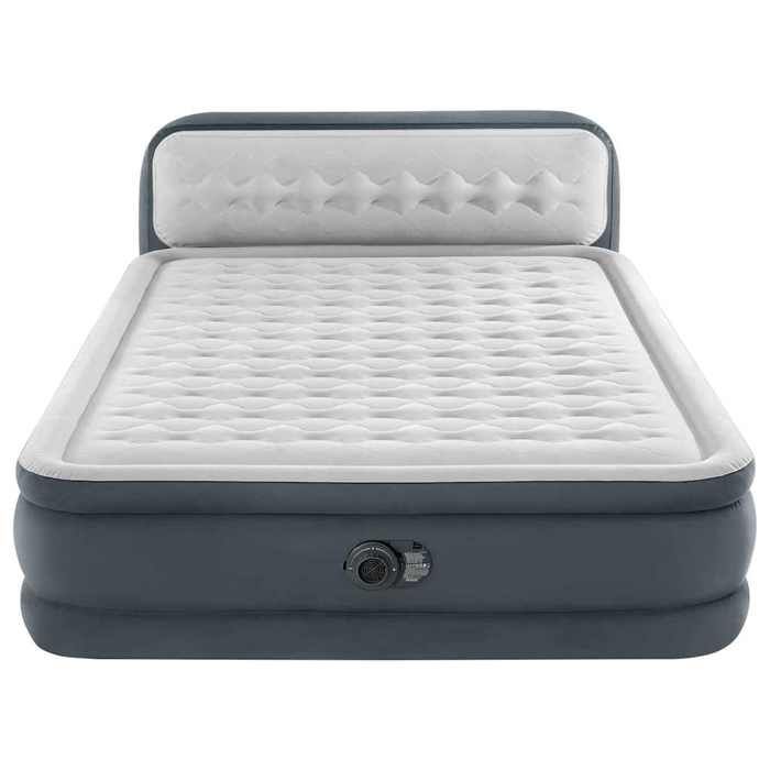 Matelas gonflable - INTEX - Ultra Plush Headboard - 152x203 cm - Pompe électrique - Gris