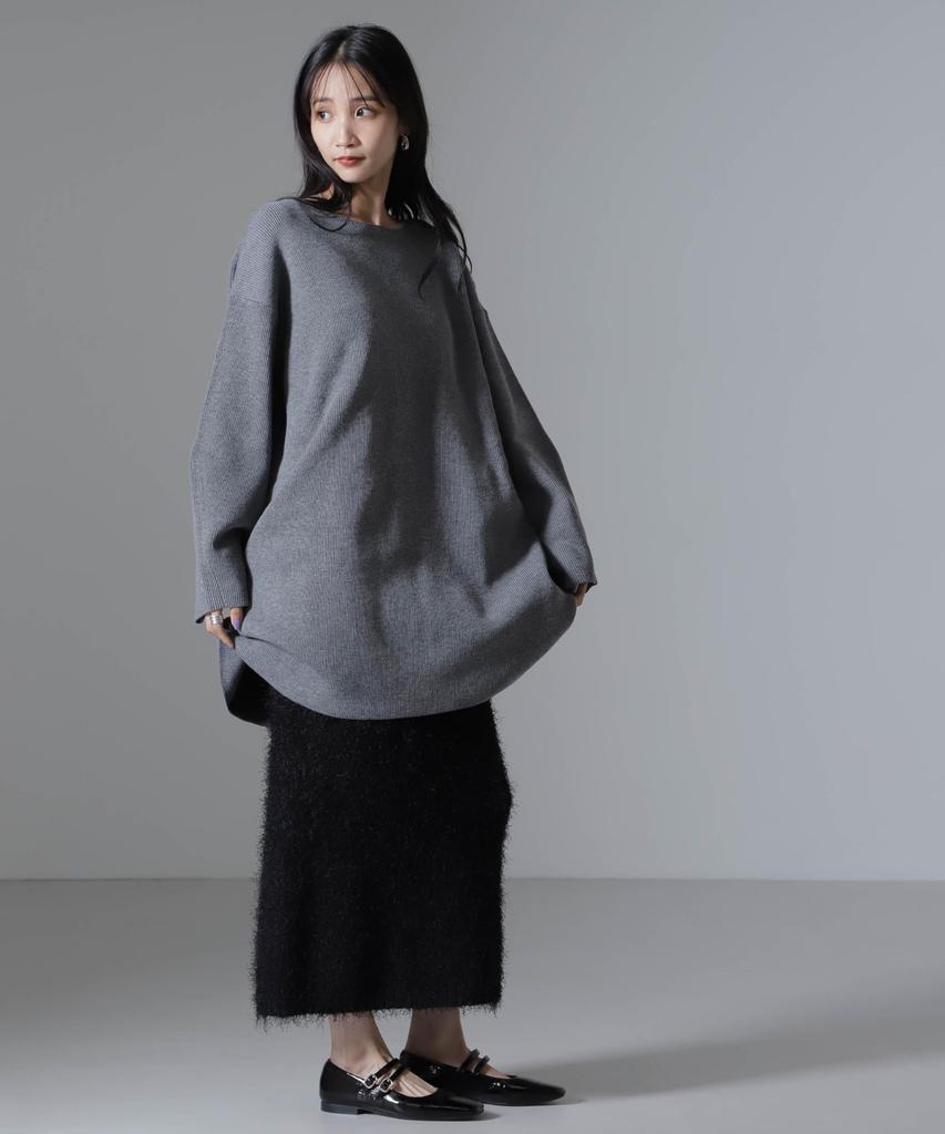 Nano Universe Mini Knit Size F Women's Dress, 020, Gray, 673-4219314