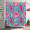 Blue Tropical Leaves Shower Curtain Bath Decor Waterproof Fabric Pink Floral Design For Bathroom Decoration