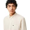 Lacoste Mens Striped Linen Regular Button-Down Shirt