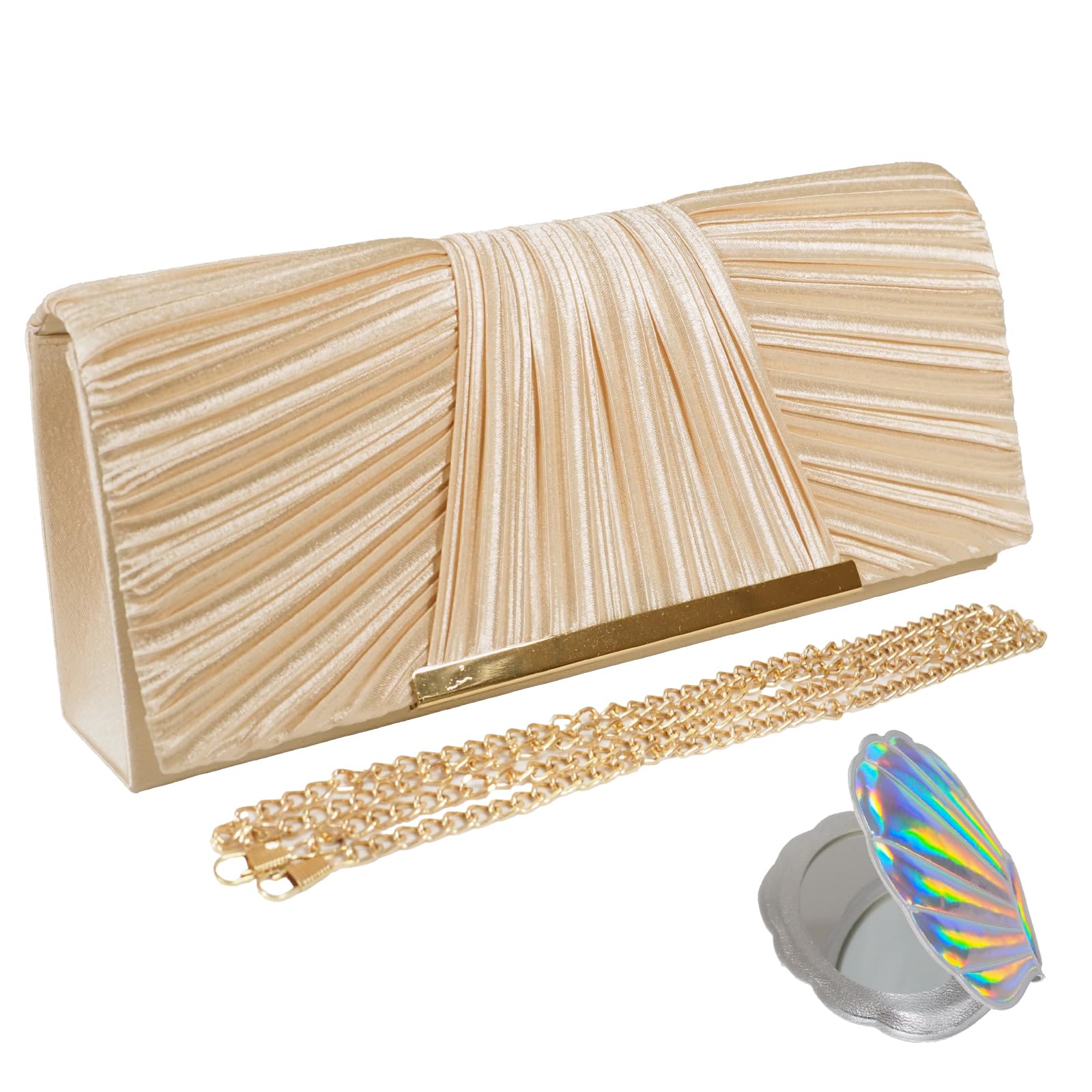 

Party Bag Wedding 2way Mirror Shoulder Bag Clutch Bag [masamilk] Women s (Beige)