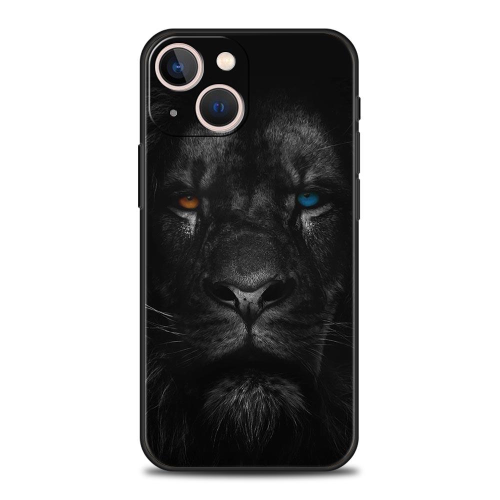 Animal Lion Wolf Tiger Phone Case For iPhone 17 16 15 Pro Max 11 12 13 14 7 8 Plus SE 2020 X XR XS Cover Soft Black