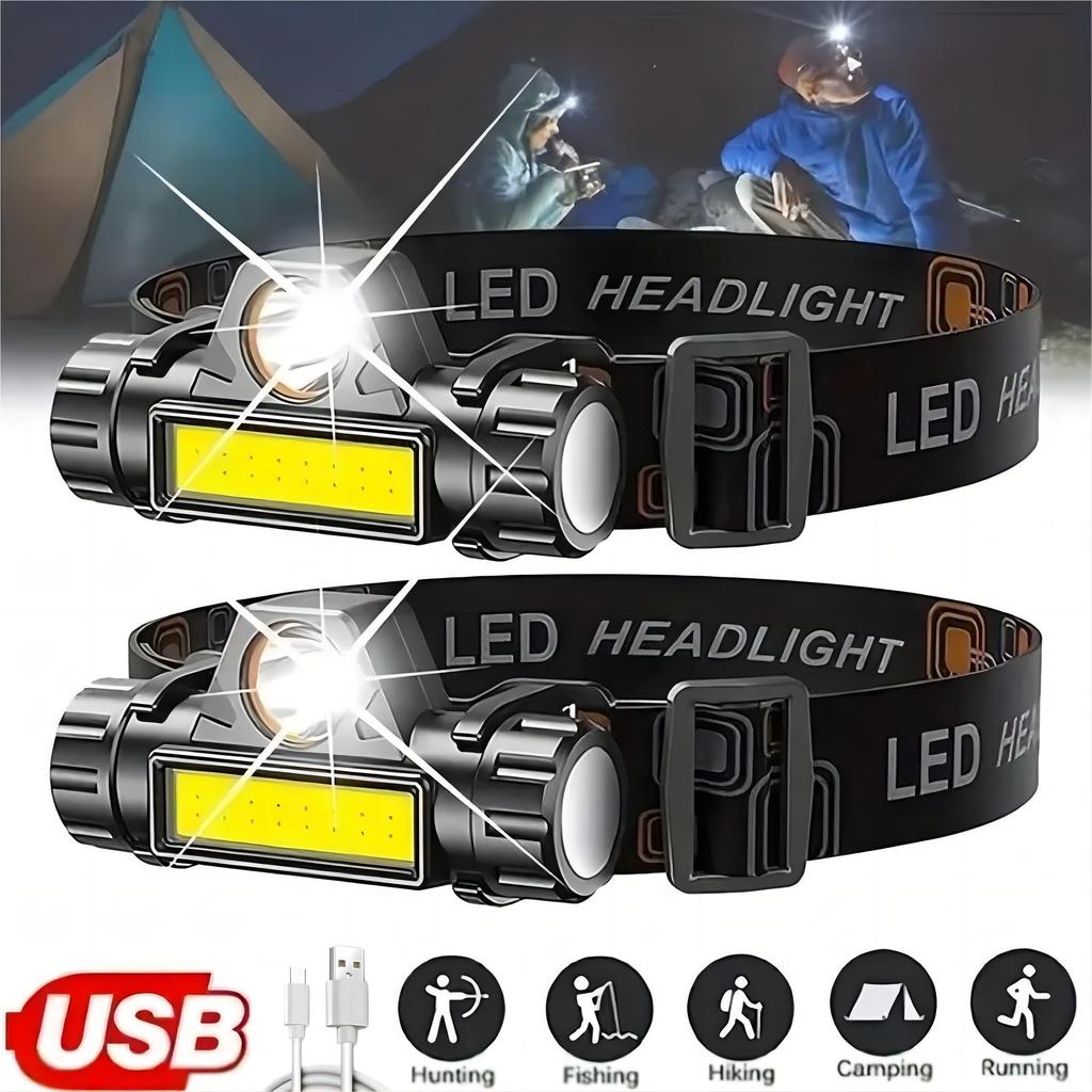 Mini Rechargeable LED Headlamp with COB and XPE Waterproof Magnetic Lightweight Head Flashlight, Adjustable for Camping, Fishing, Hiking, Outdoor Use