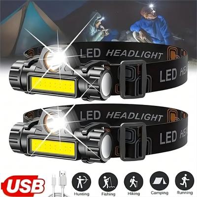 Portable LED Powerful Headlamp Waterproof Adjustable Rechargeable Built In Battery Headlamp for Outdoor Camping Fishing Hiking