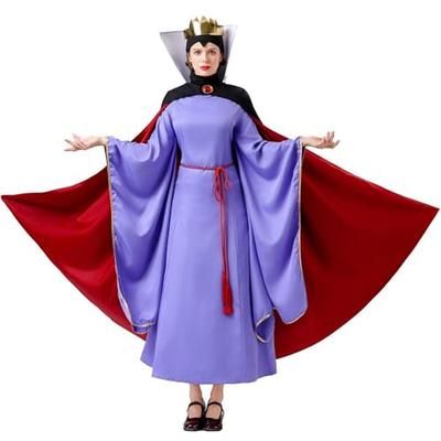 R-Dream Schneewittchen Böse Königin Cosplay Schurkenkostüm für Halloween, Damenkleid mit Krone und Umhang, Große Größen (Klein)
