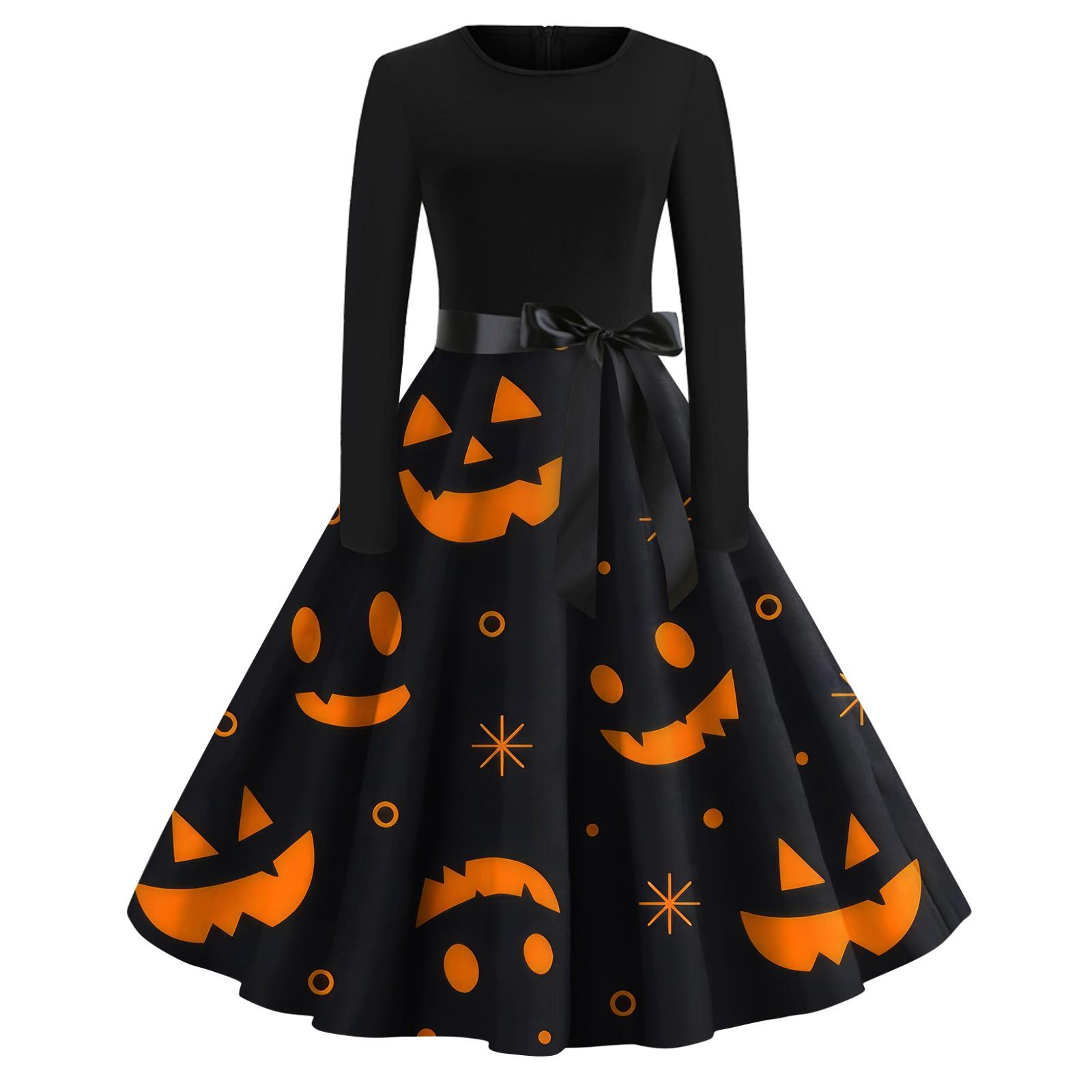 

Женское повседневное и модное винтажное платье с круглым вырезом и принтом XXL тёмно-синий