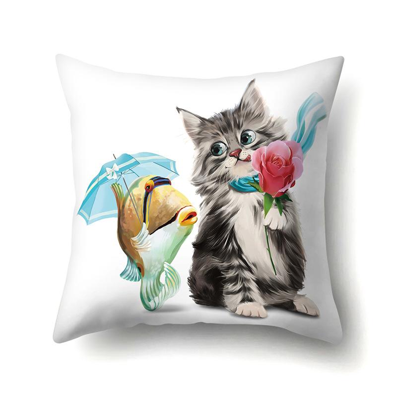 Oil Painting Animal Single-sided Polyester Pillowcase Home Living Room Soft Decoration Sofa Cushion Cover Bedroom Bed Pillowcase