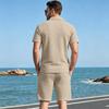 Men's Summer American Style Small Checkered Casual Set, Loose and Breathable Short Sleeve Top and Shorts Two-Piece Outfit