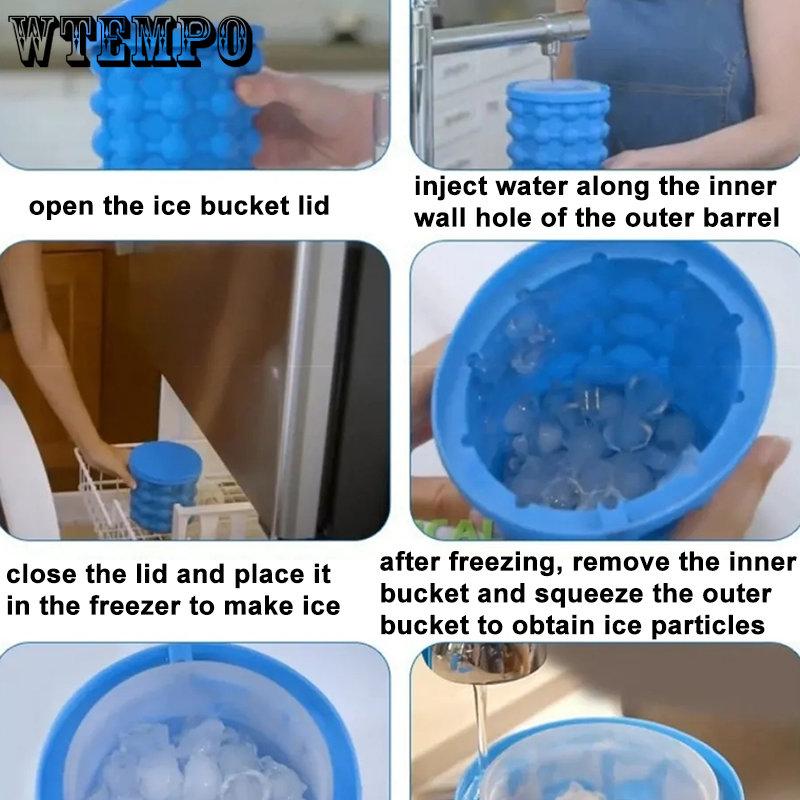 WTEMPO Secchiello per ghiaccio in silicone piccolo, per la casa, per l'esterno, portatile, per il ghiaccio, per il bar, per il ghiaccio, refrigerato, in silicone, con coperchio