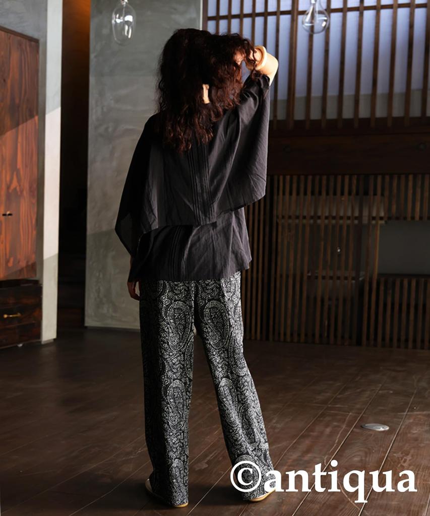 antiqua Indian Cotton Sheer Regular Size Women's 100% Shirt, (S-L), 05, Black, IYA-00011