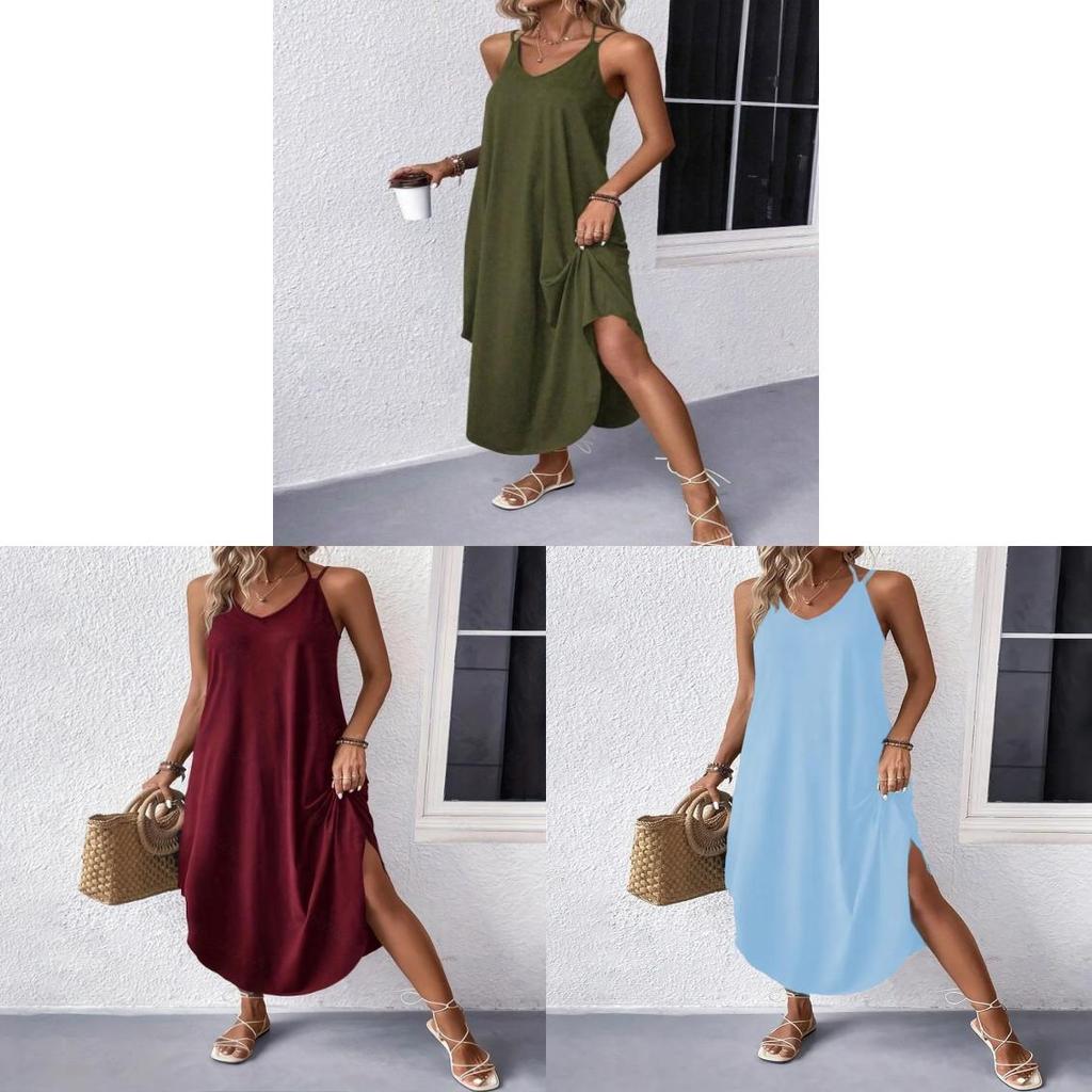 Elegant Sleeveless A Line Dress With Splicing For Casual Travel And Office Wear