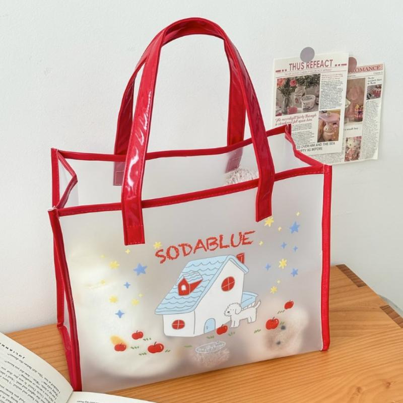 

Transparent Jelly Handbag Summer Beach Bag Women S Swimming Bag Storage Bag Daily Versatile Shopping Bag червоний