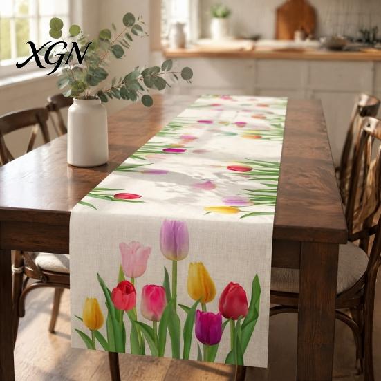 Floral Table Runner for Dining Room Runner, Spring Summer Flower Prints, 72 Inch Botanical Garden Print Farmhouse Cover Home Decor Soft