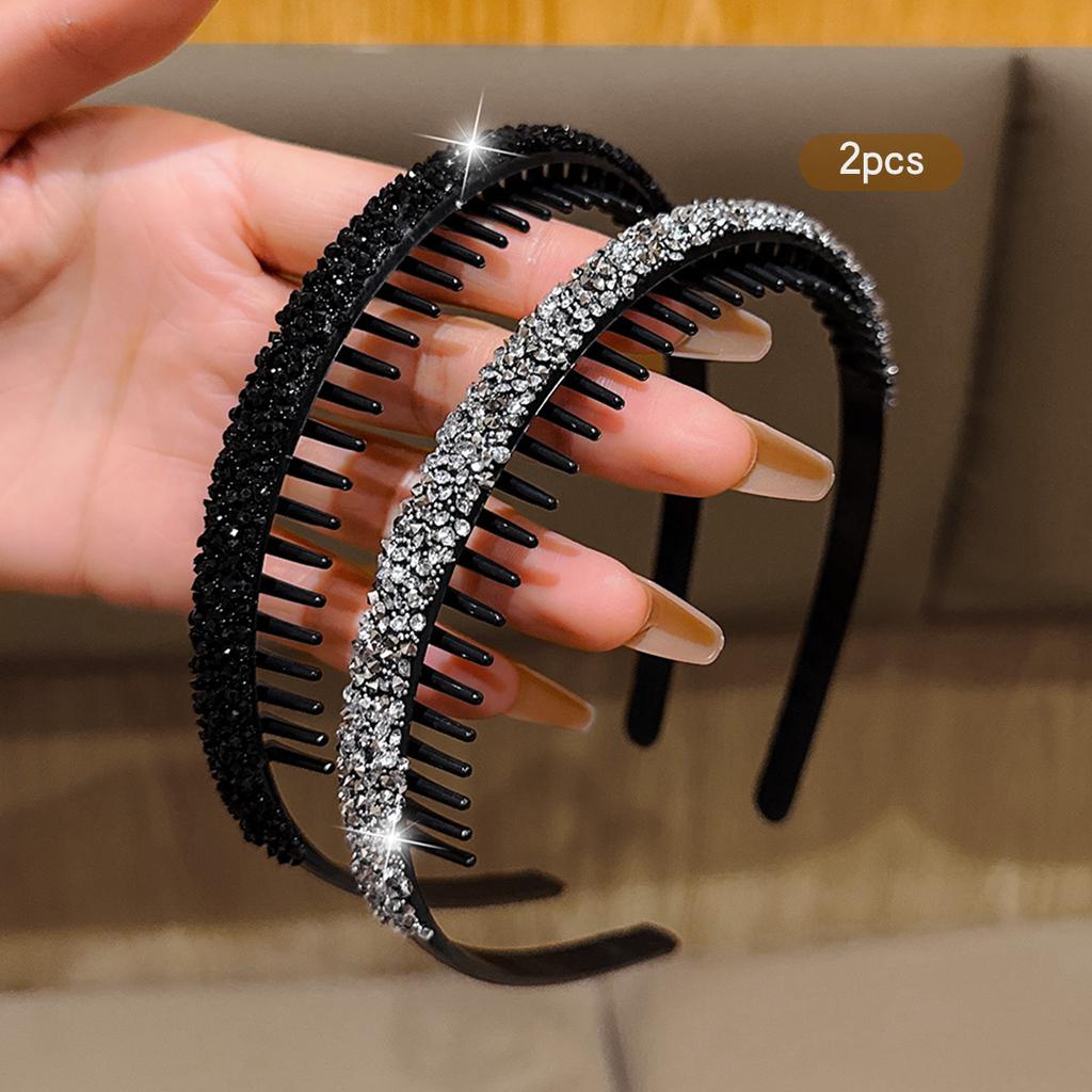 2 Korean Style Rhinestones with Teeth Anti Slip Headband Fashionable Hair Accessories Suitable for Daily Use