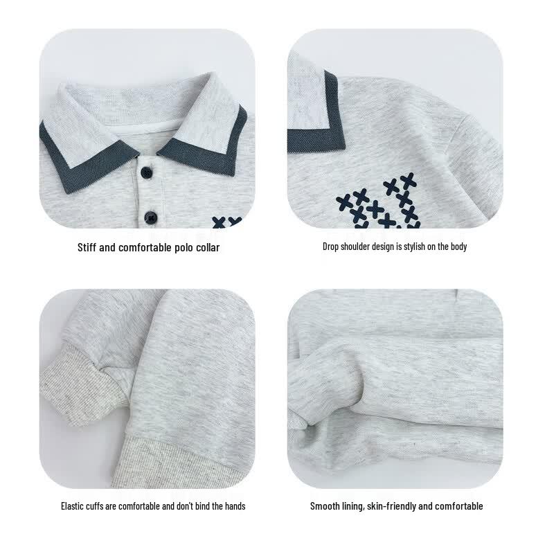 Boy's Cotton Long-Sleeve Polo Top