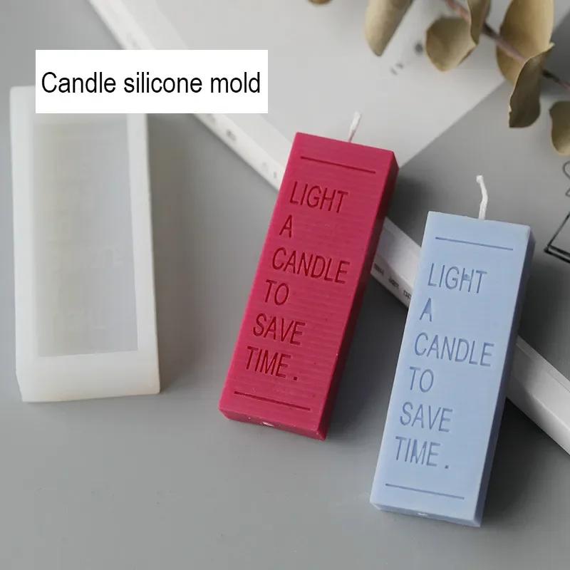Stampo Rettangolare per Candela a Lettera Popolare Stile Semplice e Cool Candela per Aromaterapia Stampo in Silicone Articoli per la Casa