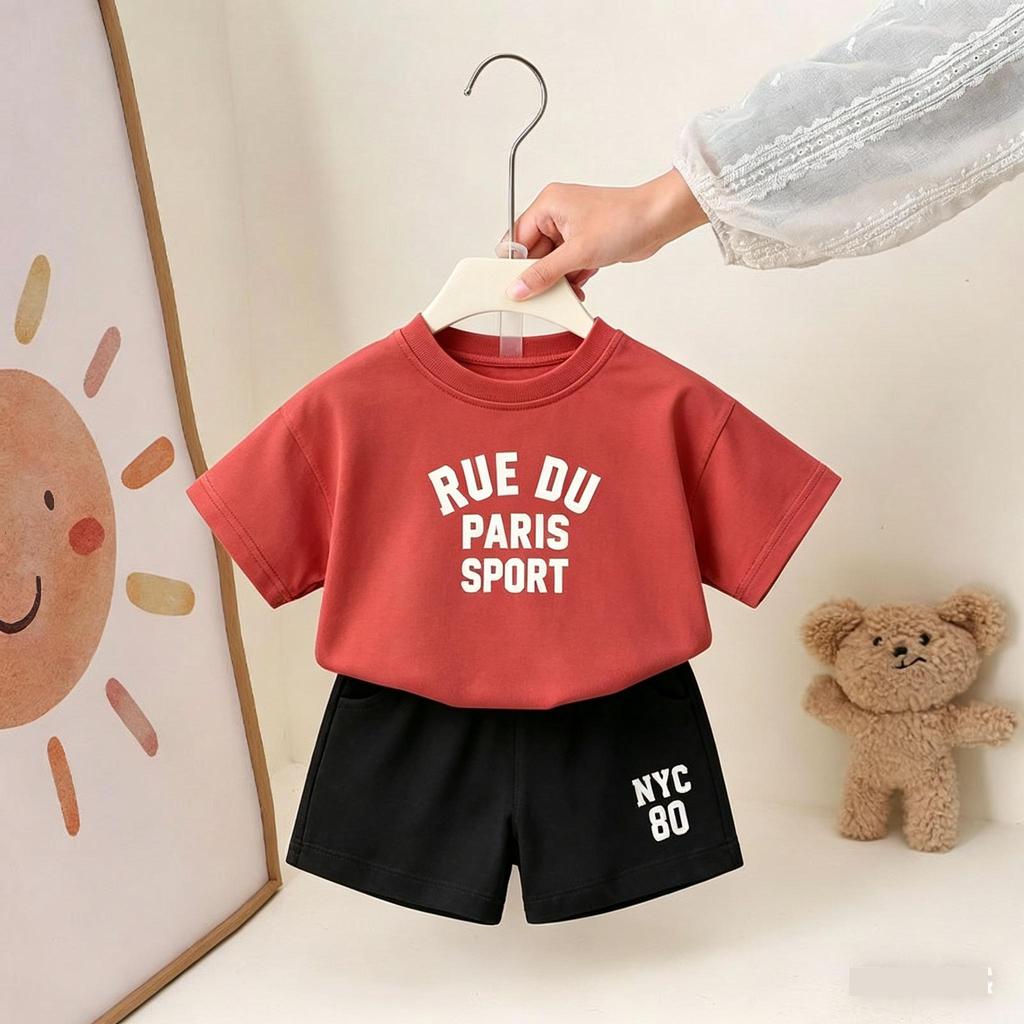 Children's Clothing Summer Set Printed T-Shirt and Shorts 2-Piece Set for Girls and Boys Casual Wear