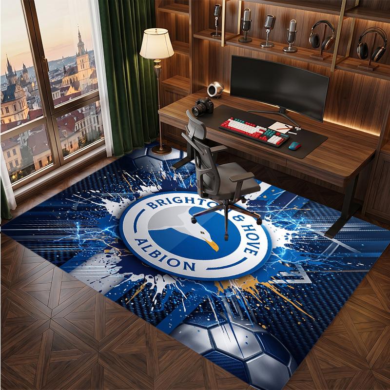 Brighton & Hove Albion Football Print Crystal Velvet Rug, Comfortable Water Absorbent Non Slip Indoor Floor Carpet