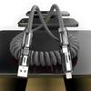 240W Coiled 4 In 1 Fast Charging Cable,USB A/C To USB C/L,Multi Functiona Retractable Cord for iPhone 17/16,Samsung Galaxy S25