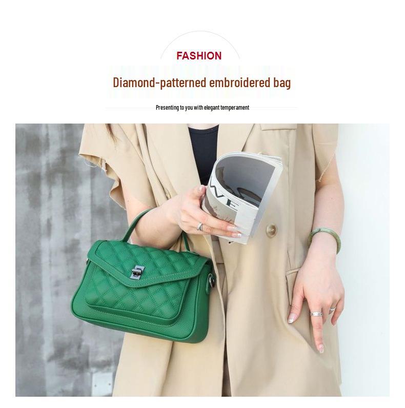 Damen-Handtasche Frühjahr 2025: Rautenmuster, Ein Schultergurt, Vielseitige breite Riemen Crossbody