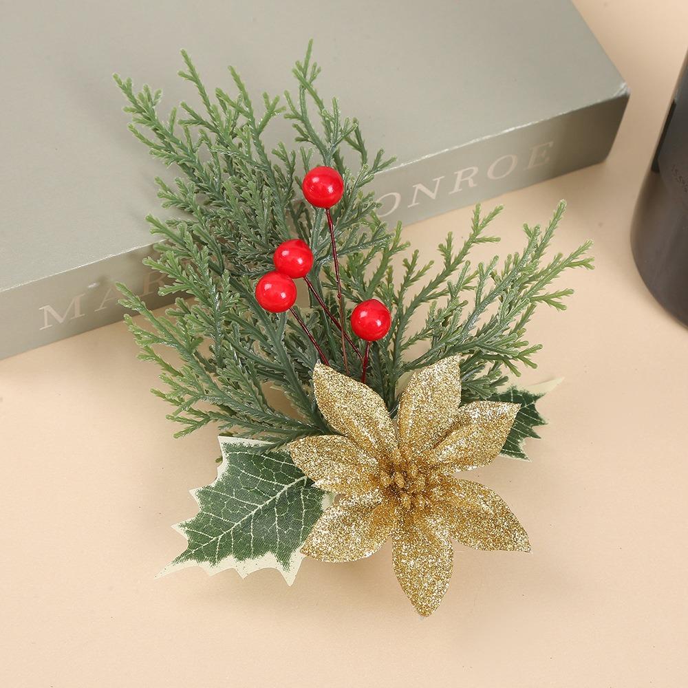 

2 шт. Красные фрукты Рождественские сосновые иголки Рождественские ветки своими руками Рождественский аксессуар на Рождество золотой