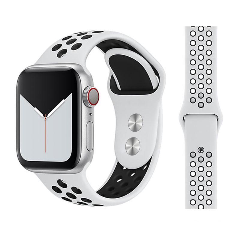 Neues atmungsaktives Silikon-Sportarmband für Apple Watch 5, 4, 3, 2, 1, 42 mm, 38 mm, Gummiarmband, Armbänder für Iwatch 5, 4, 3, 40 mm, 44 mm