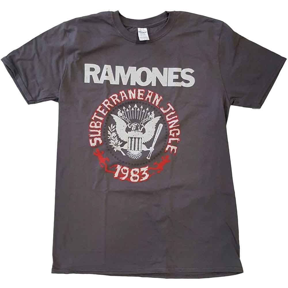 Ramones T Shirt Subterraneun Jungle Band Logo Official Mens Charcoal Grey L 3XL
