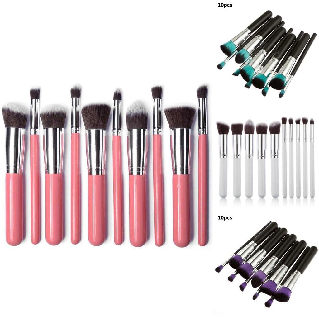 Cosmetic Brush Collection With Long Wooden Handles For Makeup Artists