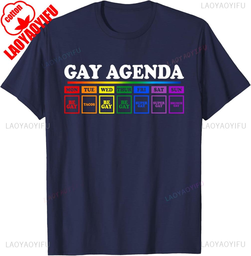 The Gay Weekly Agenda Funny Lgbt Pride Rainbow TShirt Unisex Unisex Summer Cotton Printed TShirt Casual Streetwear Clothes