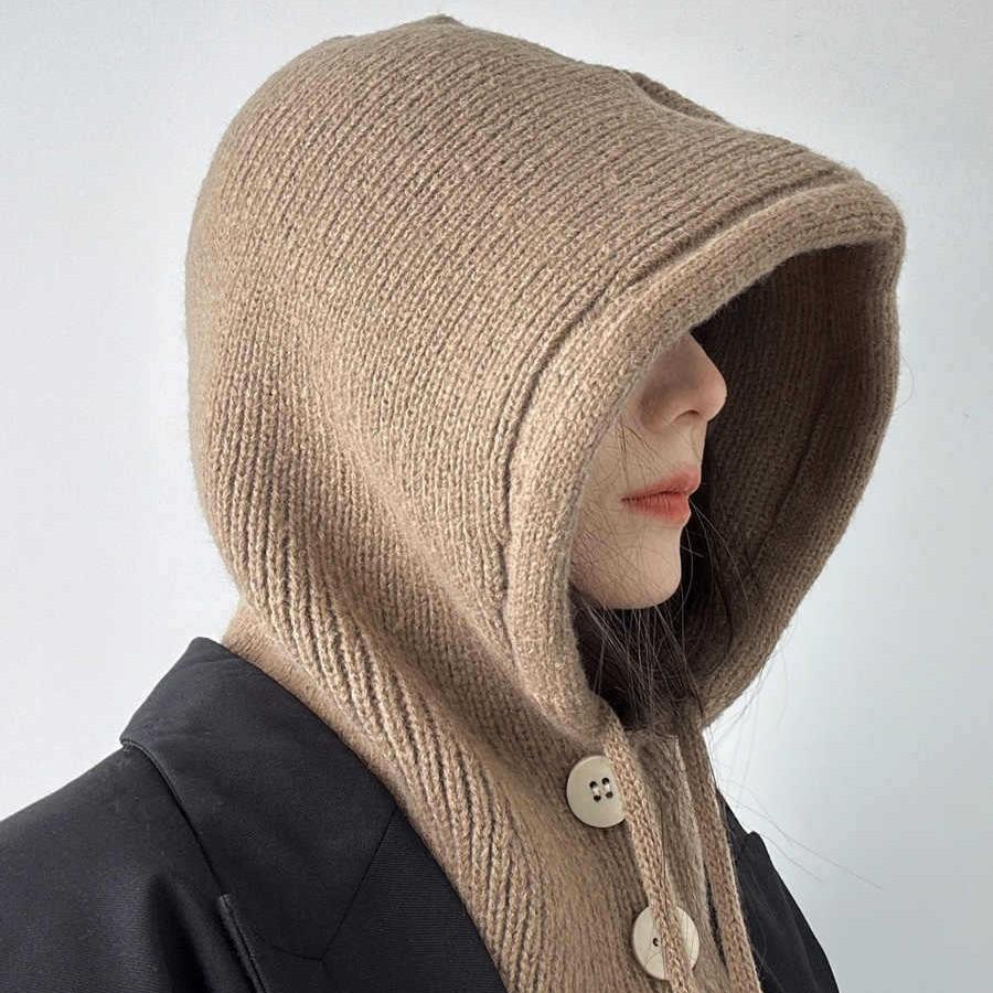 Korean Version of Autumn and Winter New Fashionable and Versatile Balaclava Hat Scarf Integrated Ear Protection Knitted Wool Warm Hat