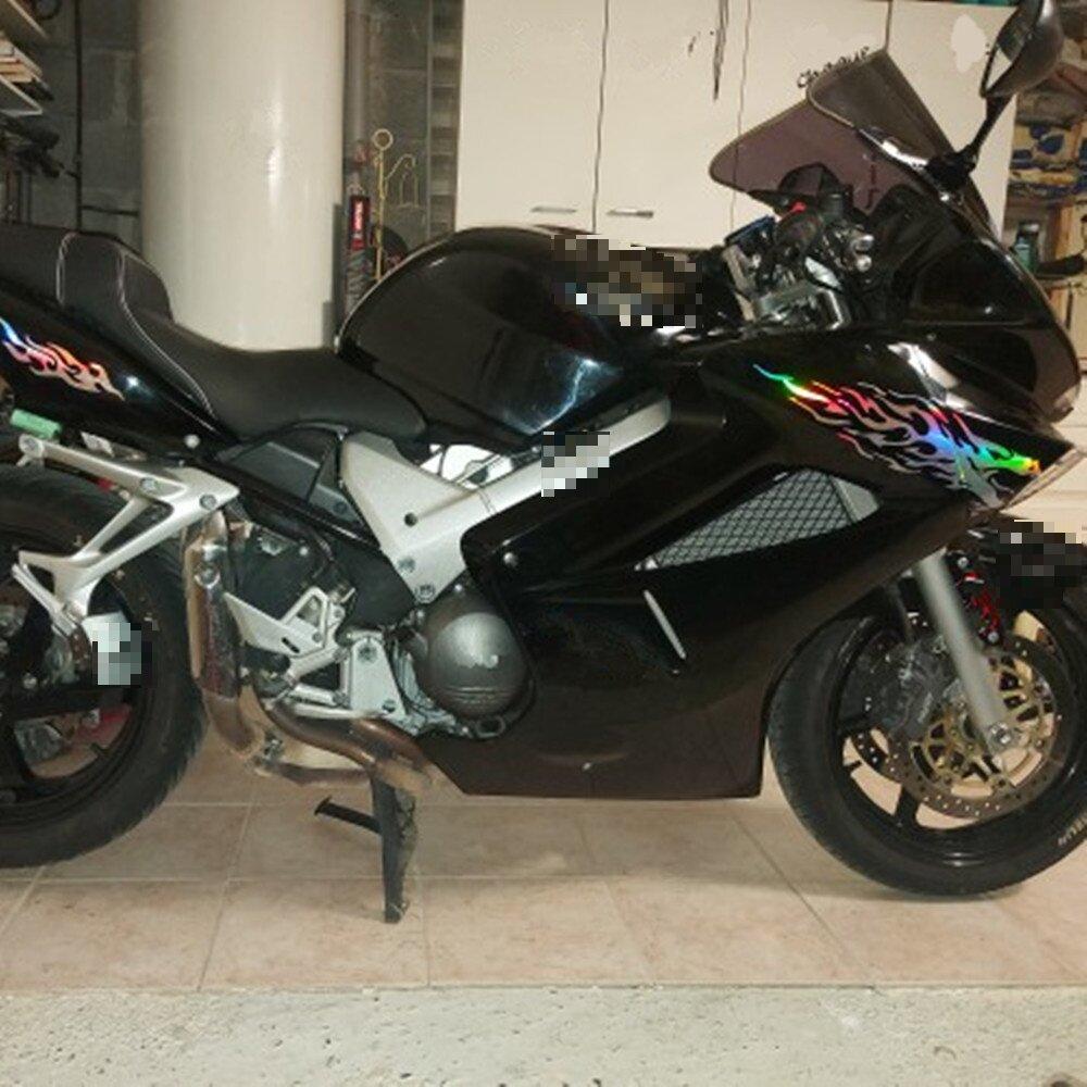 Motorcycle Flame Sticker Kit Body Fender Decals Vinyl  Laser Colorful Universal