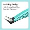 DIYDAY Anti-Slip Tweezers, High-Density Fiber Tip for Eyelash Extensions & Eyebrow, Professional Precision Beauty Tools