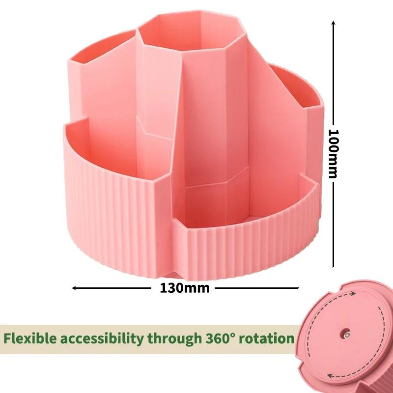 Desktop Stationery Organizer 5 Slots Stationery Storage Box 360 Degree Rotating Cute Pencil Cup Pot for Home Office School Box