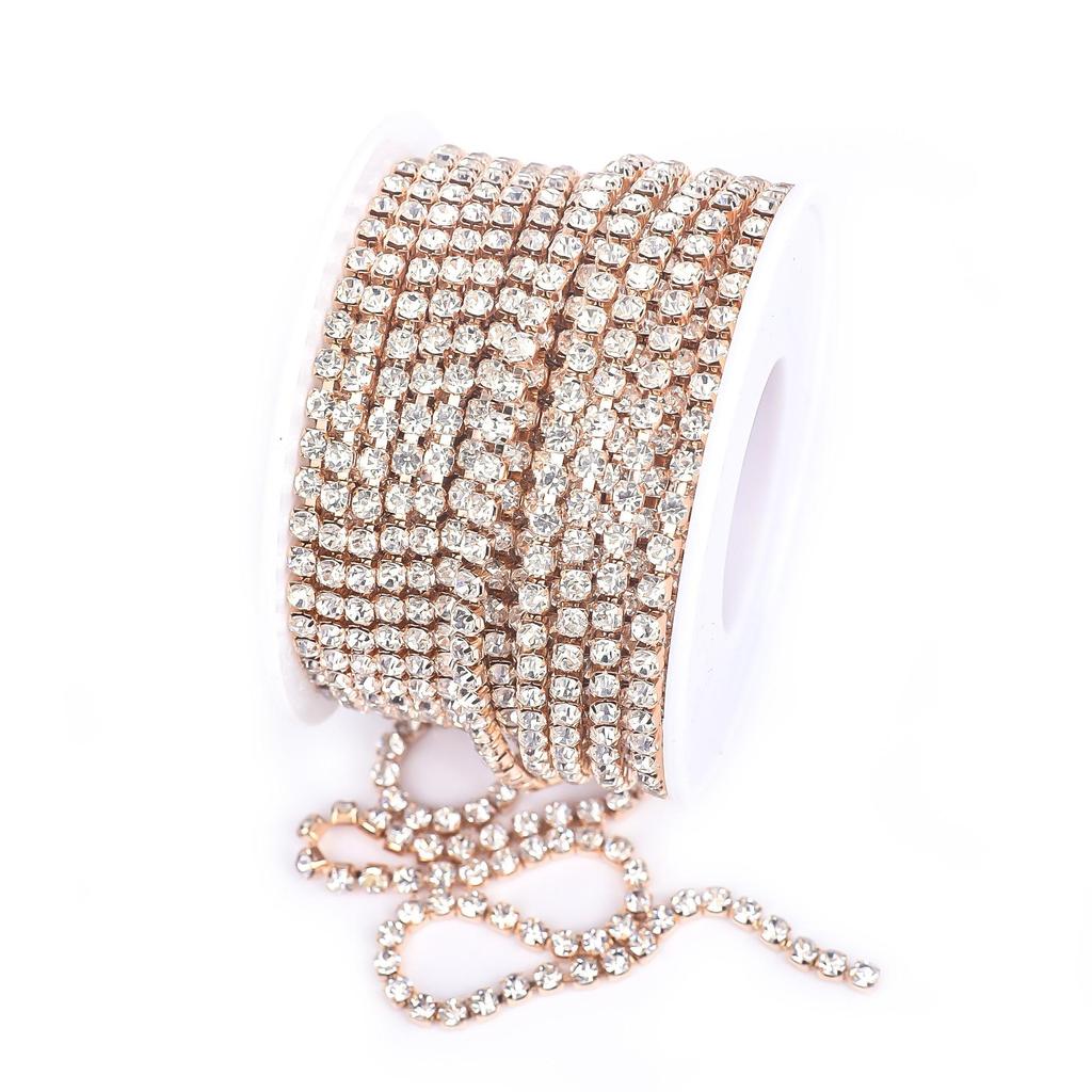 Mjuk Silver/Guld Röd AB Vit Diamant Strasskedja för Kläddekoration (SS4.5-SS18)