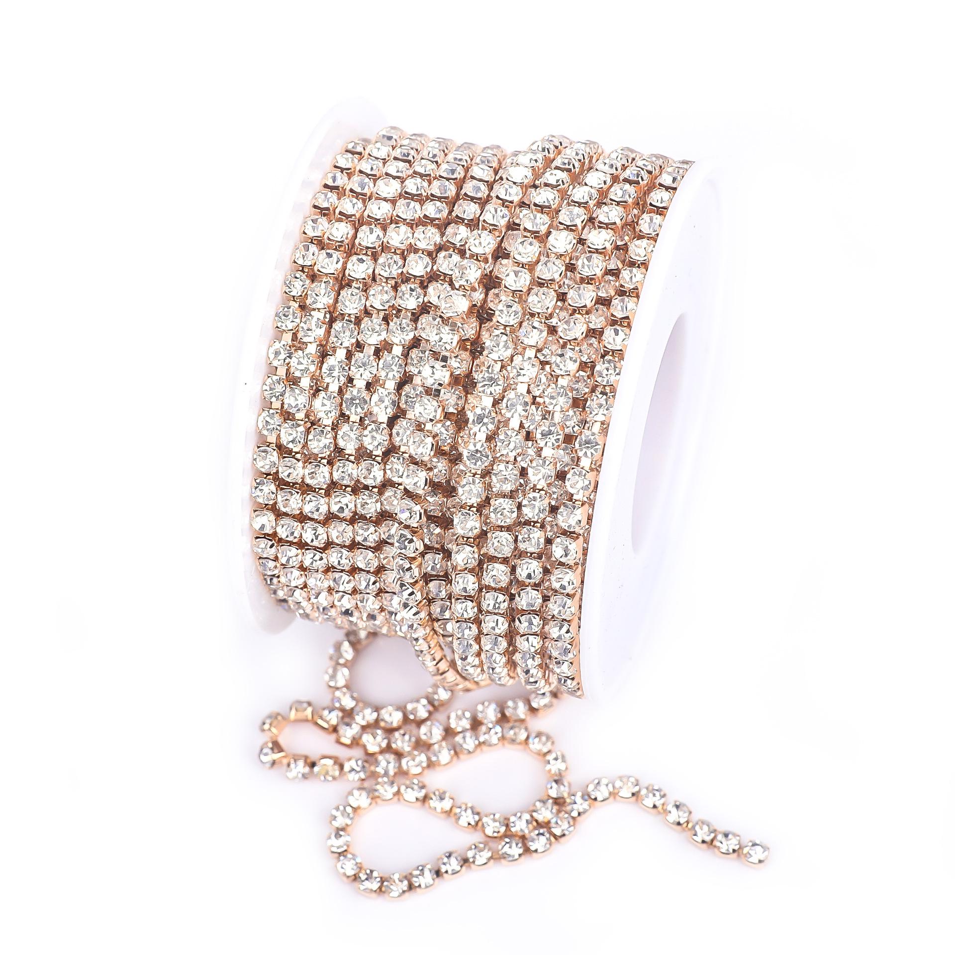 

Мягкая серебряная/золотая красная AB белая бриллиантовая стразовая цепочка для украшения одежды (СС4.5-СС18) 3mm 5 yards