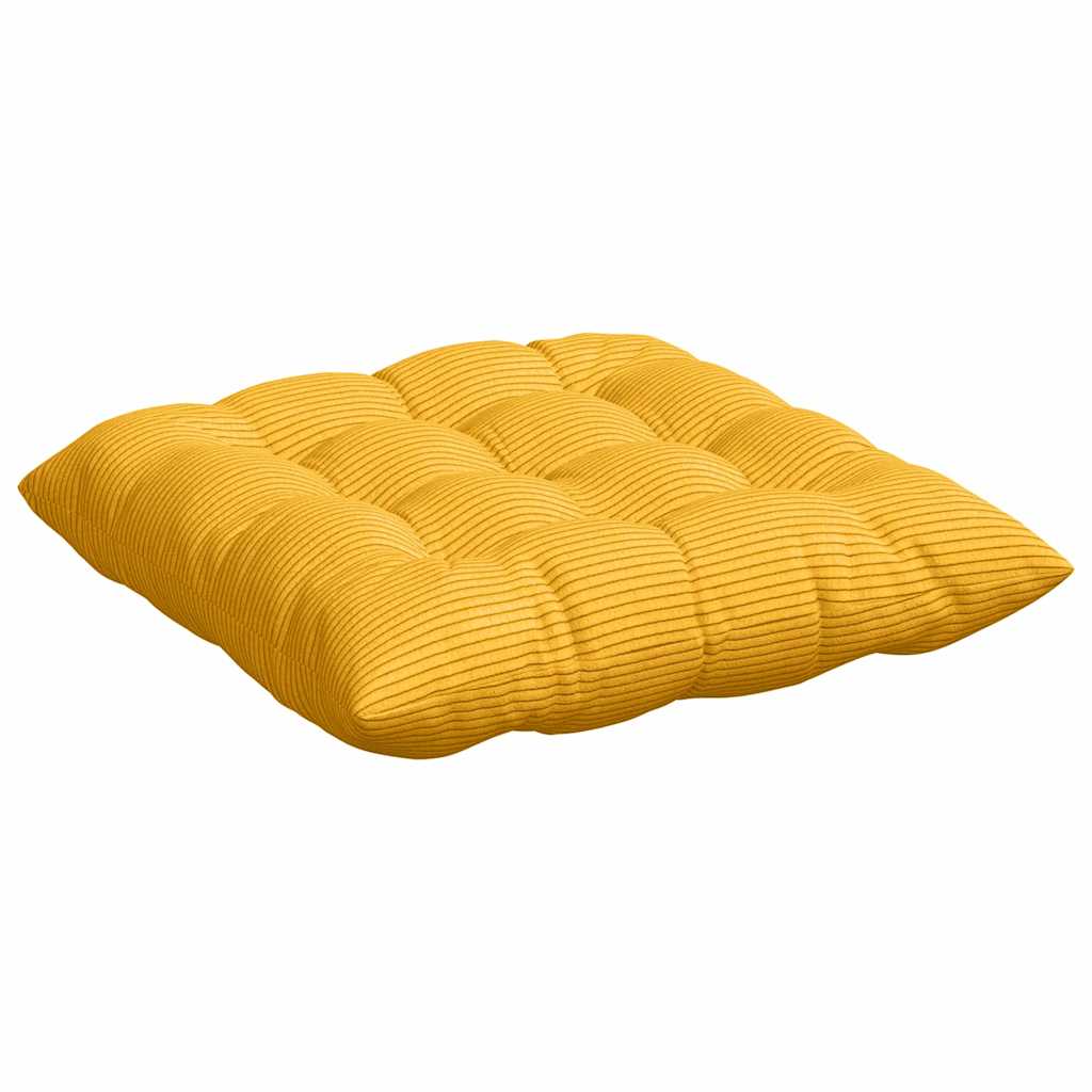 Seat Cushion Set 4 Pcs Light Yellow 40 X 40 X 6 Cm Cord Fabric