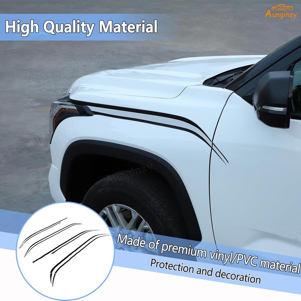 Aunginsy Front Hood Body Side Panel Decal Trim Compatible with Toyota Tundra 2022-2024 2025 Car Front Hood Engine Side Panel Precut Vinyl Decal Long