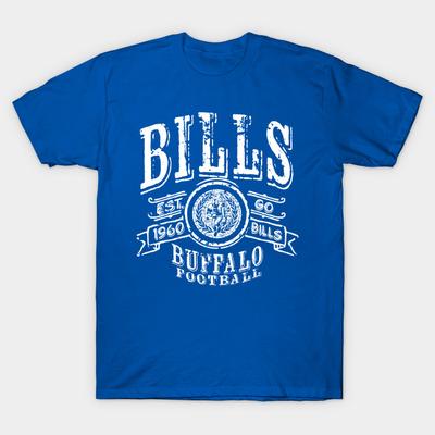 Asian Size Men Print T-shirt Bills Vintage Football No-Cut Heat Transfer Print Cotton Tshirt