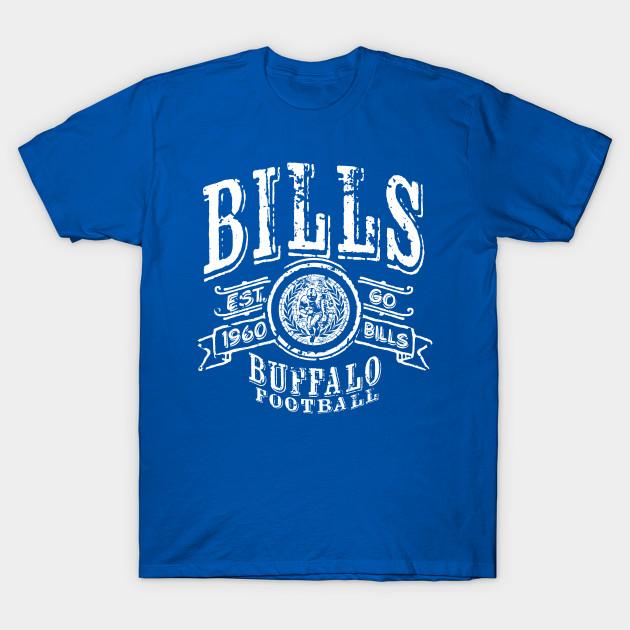 Men Black Print T-shirt Bills Vintage Football No-Cut Transfer Paper Print Cotton Tshirt 3XL королевский синий