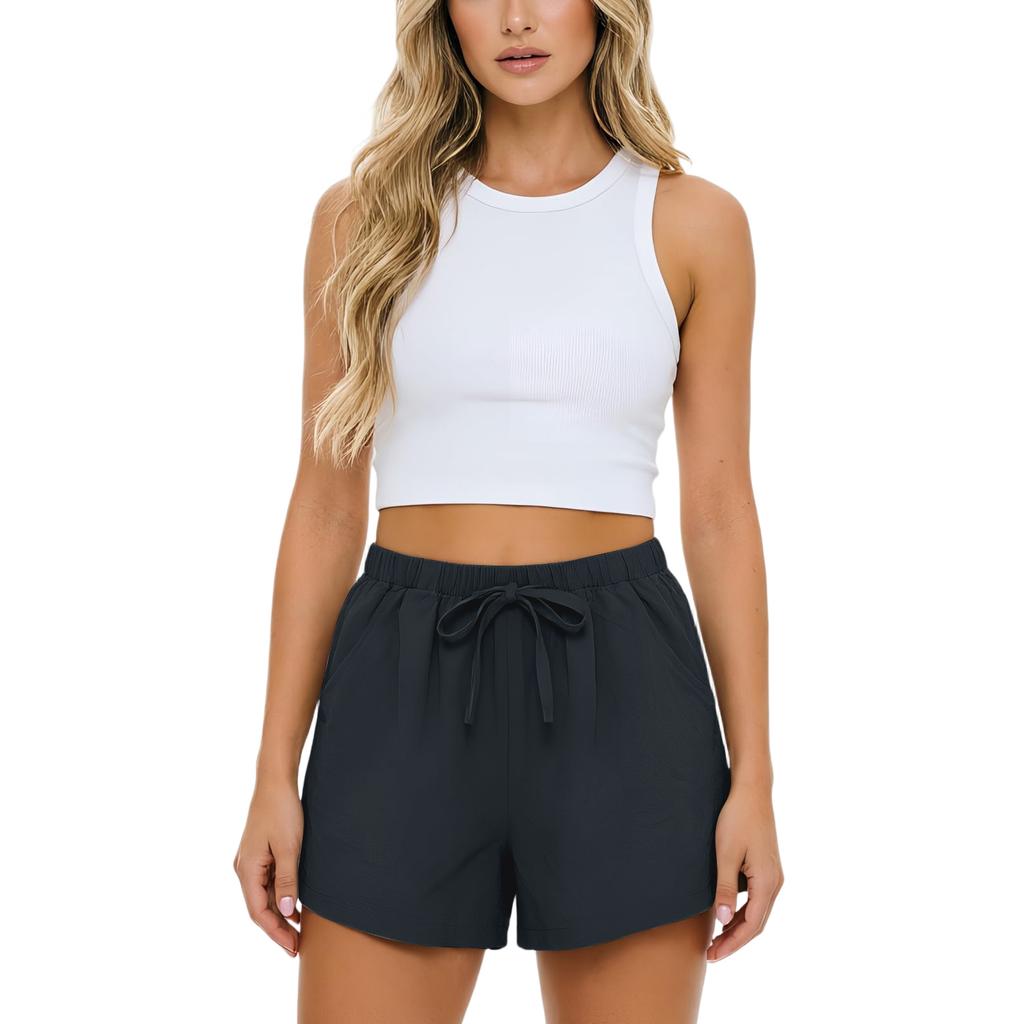 Casual en comfortabele damesboho-short met trekkoord en achterzakken voor de zomer