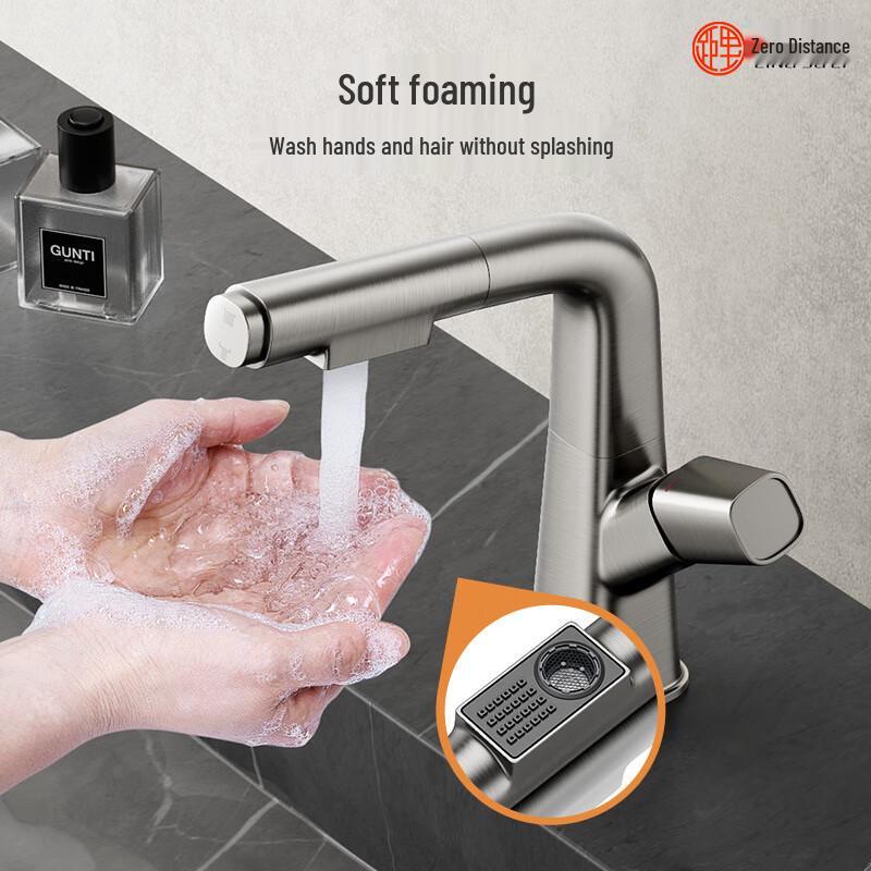LINGJULI Black Pull-Out Basin Faucet