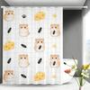 Cute Cartoon Puppies & Kittens Shower Curtain - Waterproof Polyester with Hearts & Yarn Balls On White Grid